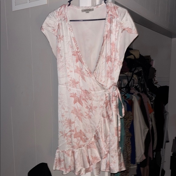 All Saints Pink and White Ruffled Wrap Sundress size 6 - Picture 2 of 8